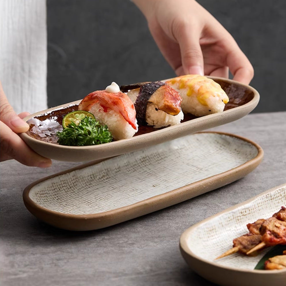 Japanese rectangular dish "Nagare no Kaze"