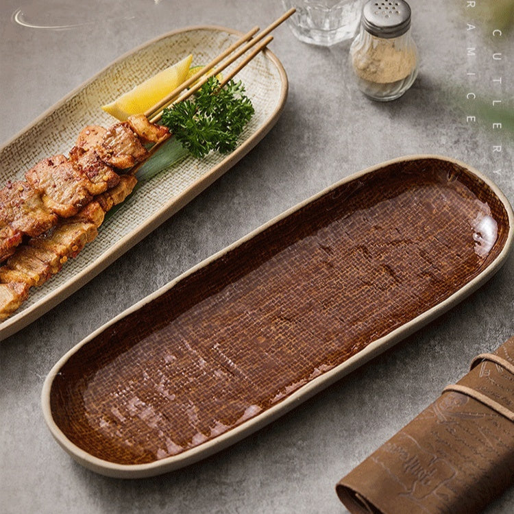 Japanese rectangular dish "Nagare no Kaze"