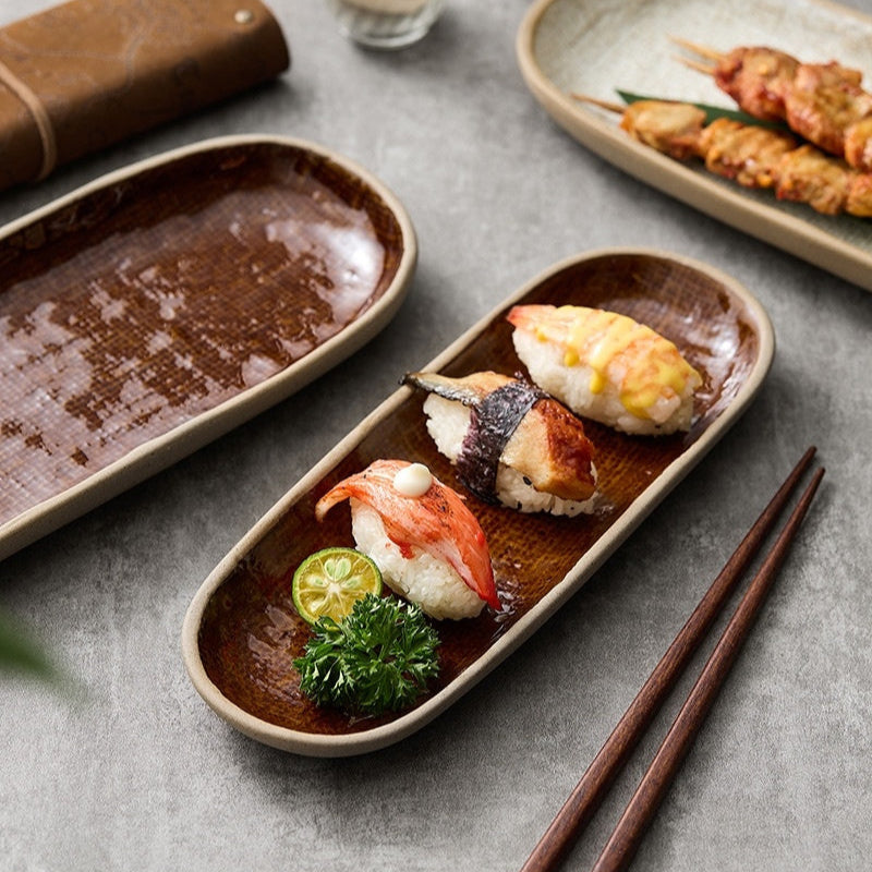 Japanese rectangular dish "Nagare no Kaze"