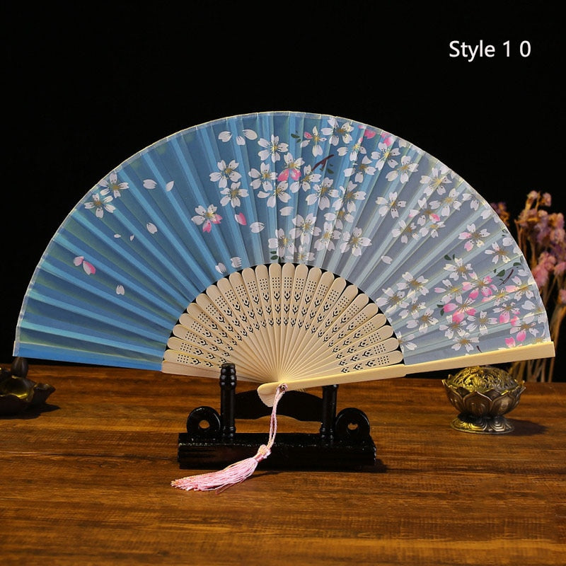 Japanese bamboo and satin fan (14 colors)