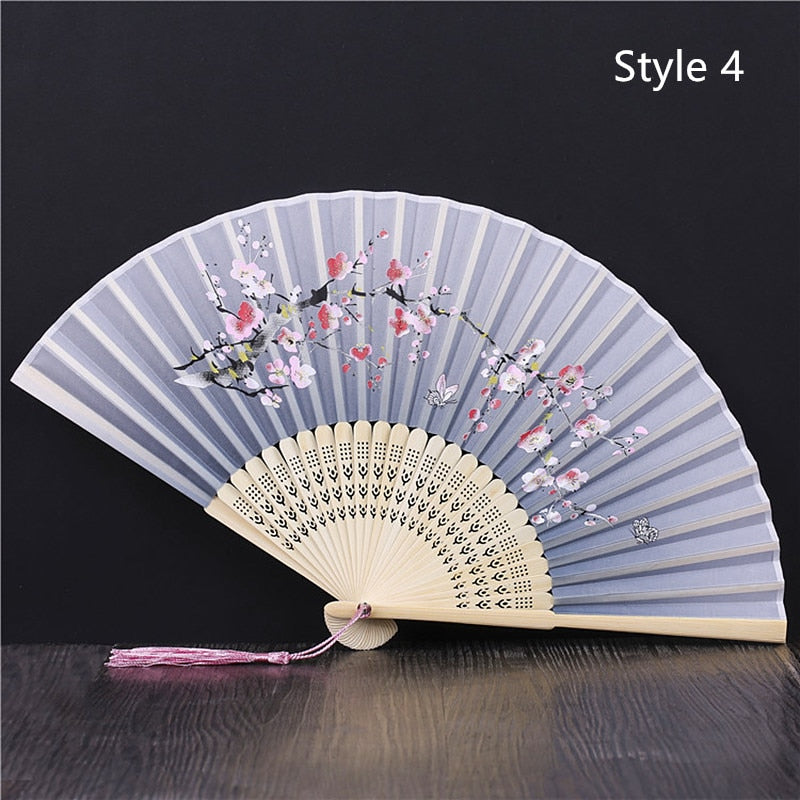 Japanese bamboo and satin fan (14 colors)