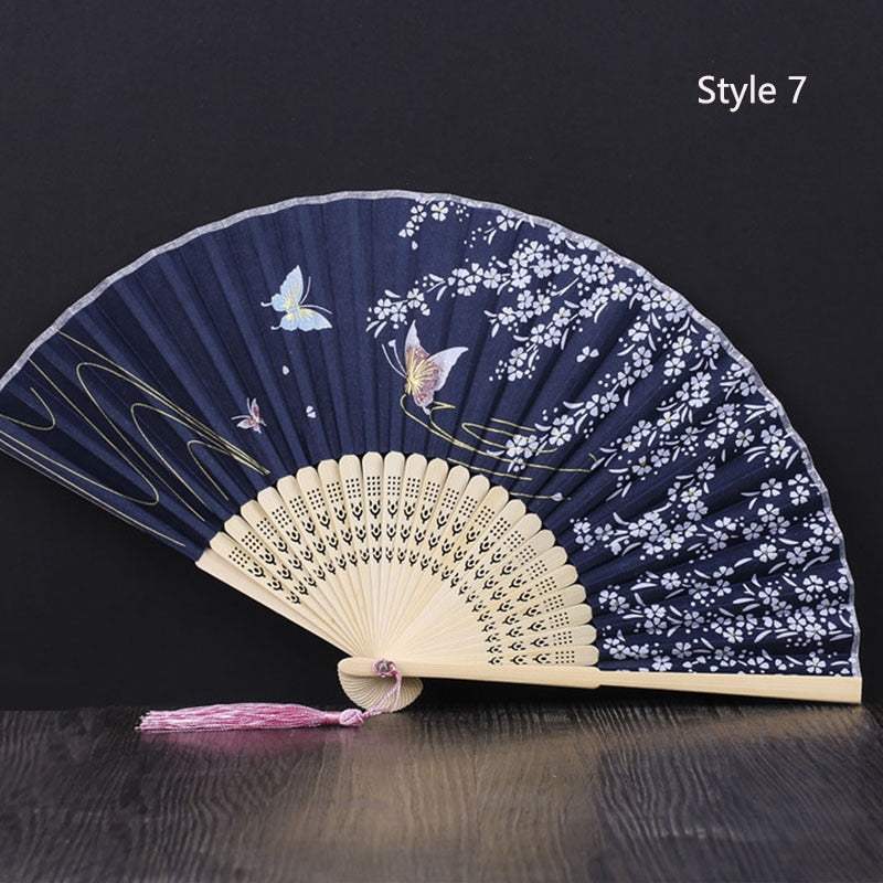Japanese bamboo and satin fan (14 colors)