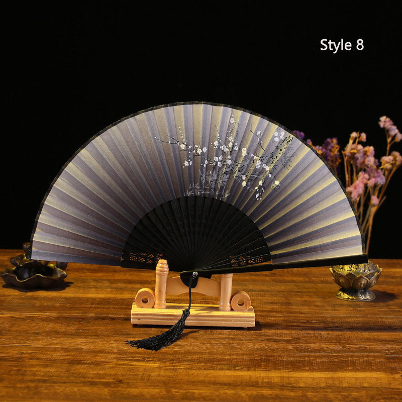 Japanese bamboo and satin fan (14 colors)