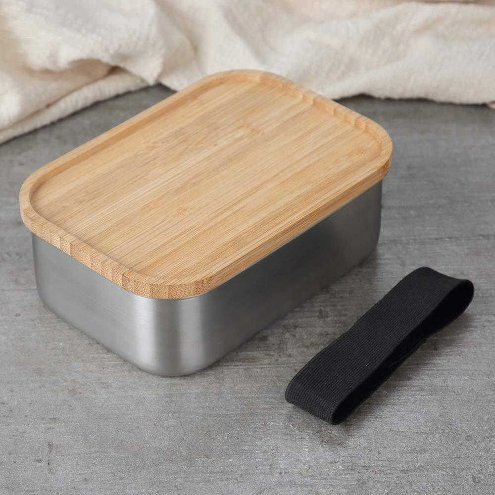 Japanese bento box made of stainless steel and natural bamboo