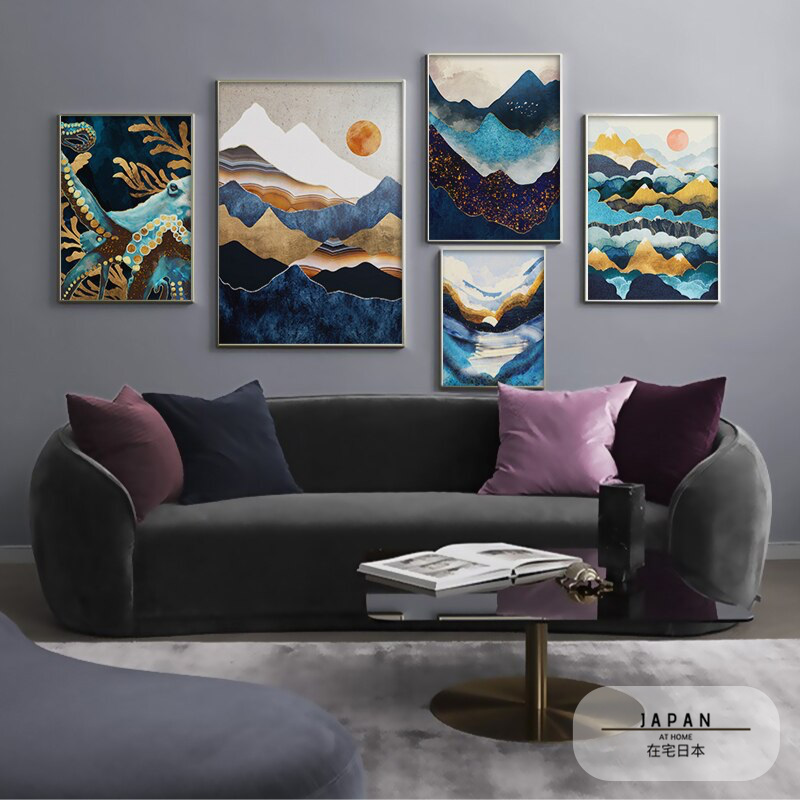 Japanese poster, abstract landscape - "Orange Sun"
