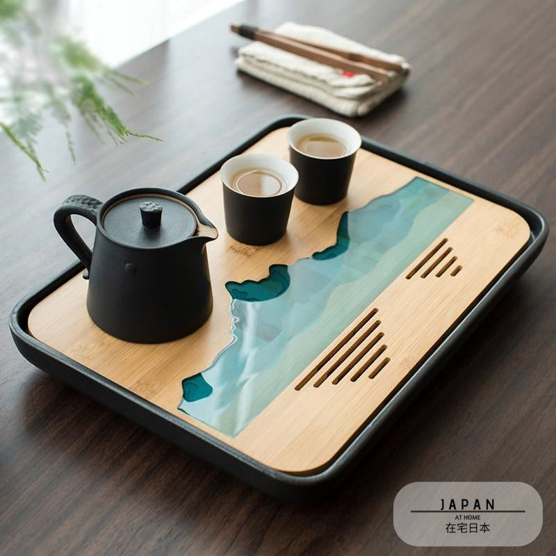 Natural bamboo "Mountain" tea tray