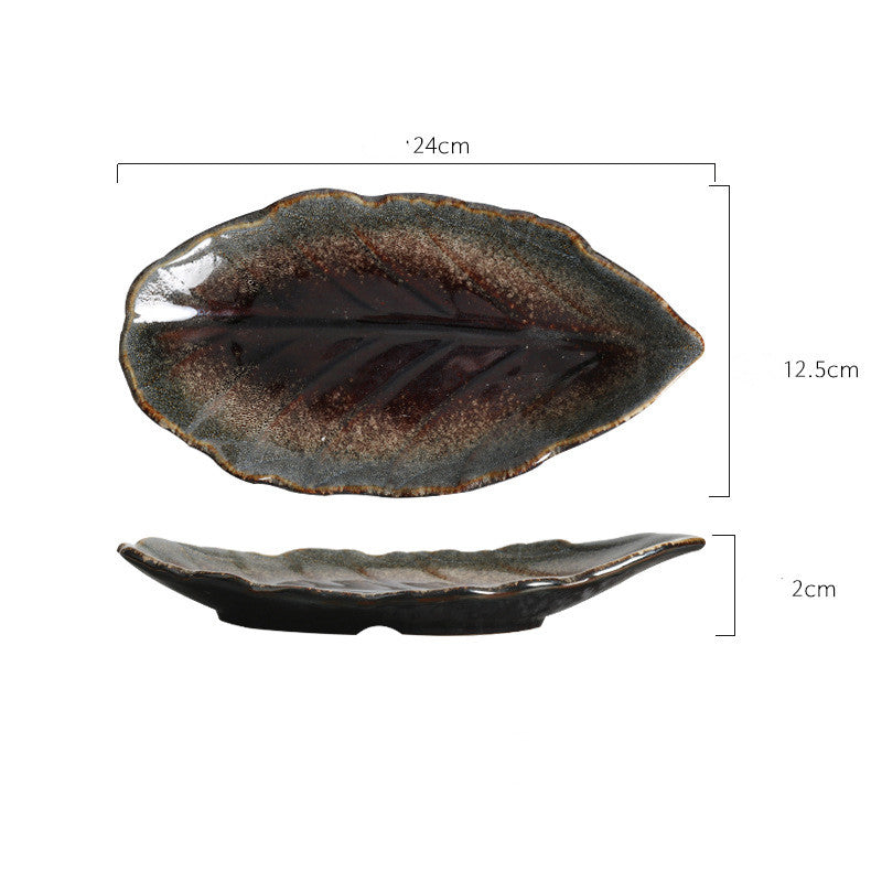 "Tsujita" ceramic leaf plate