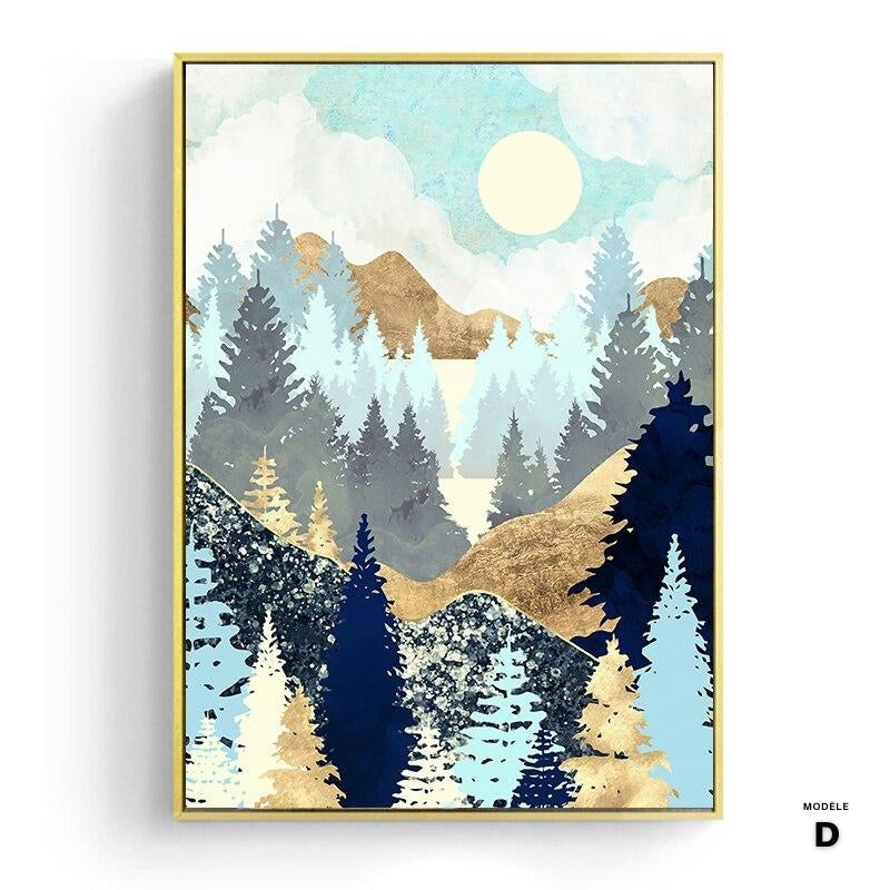 Japanese poster - Abstract landscape, "Mountains and cacti"