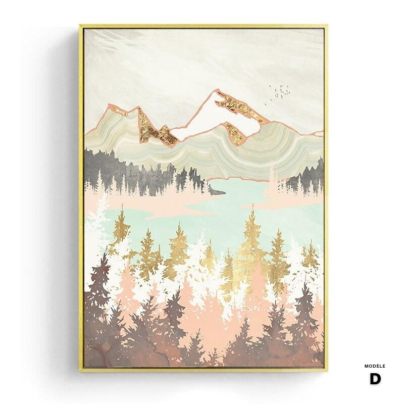 NEW || Japanese poster - Abstract landscape, "Golden Forest"