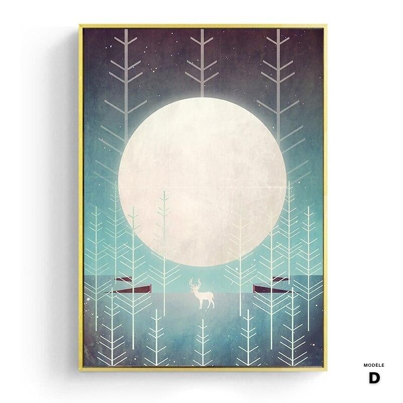 Japanese poster - Abstract landscape, "Moon over the mountain"