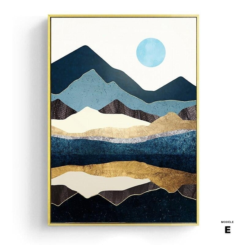 Japanese poster, abstract landscape - "Sun and Moon"