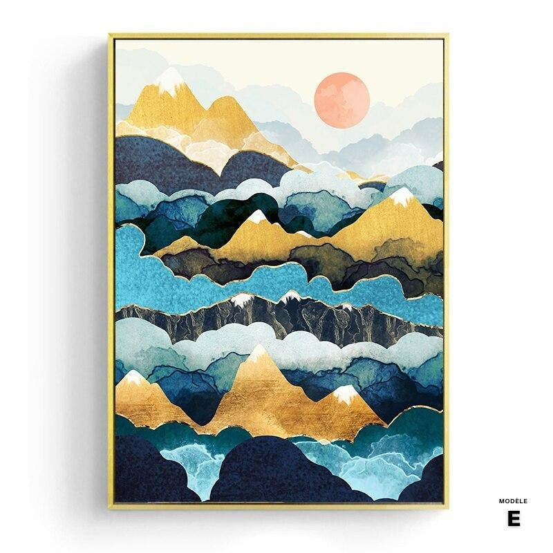 Japanese poster, abstract landscape - "Orange Sun"