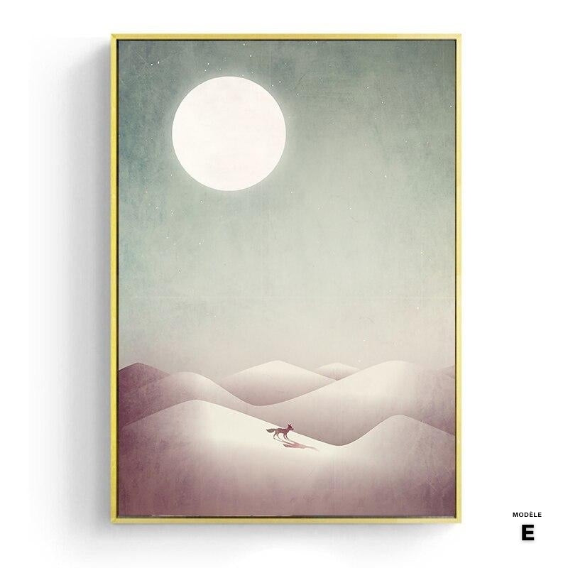 Japanese poster - Abstract landscape, "Moon over the mountain"