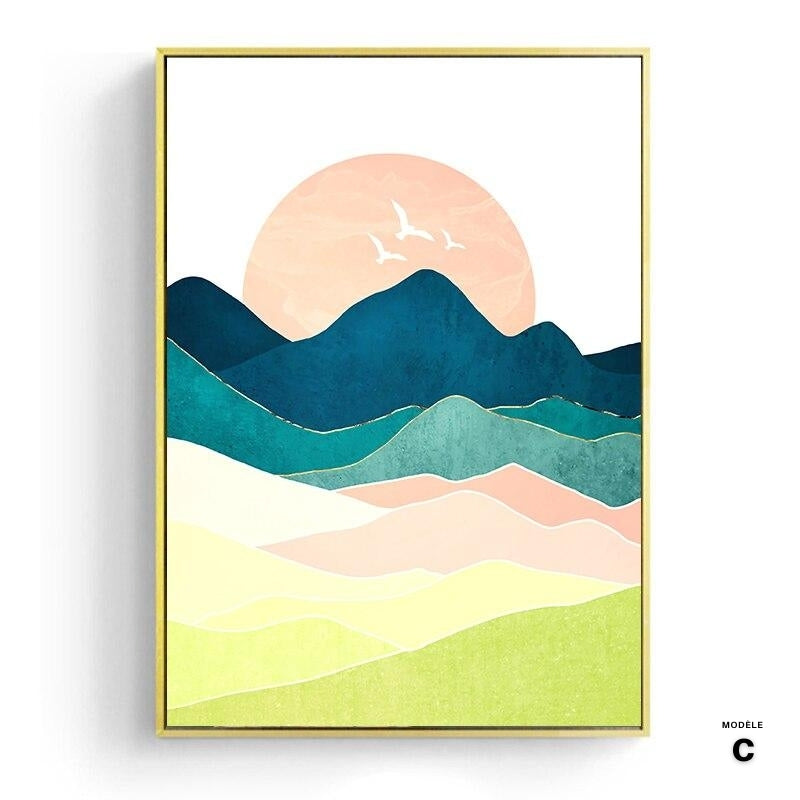 Japanese poster - Abstract landscape, "Mountains and cacti"