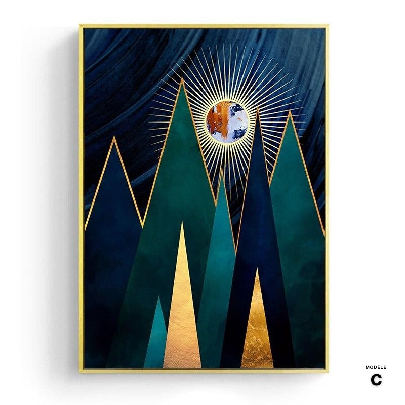 Japanese poster, abstract landscape - "Sun and Moon"