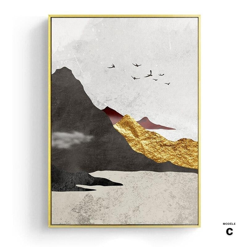 NEW || Japanese Poster - Geometric Landscape, "Golden Sun"