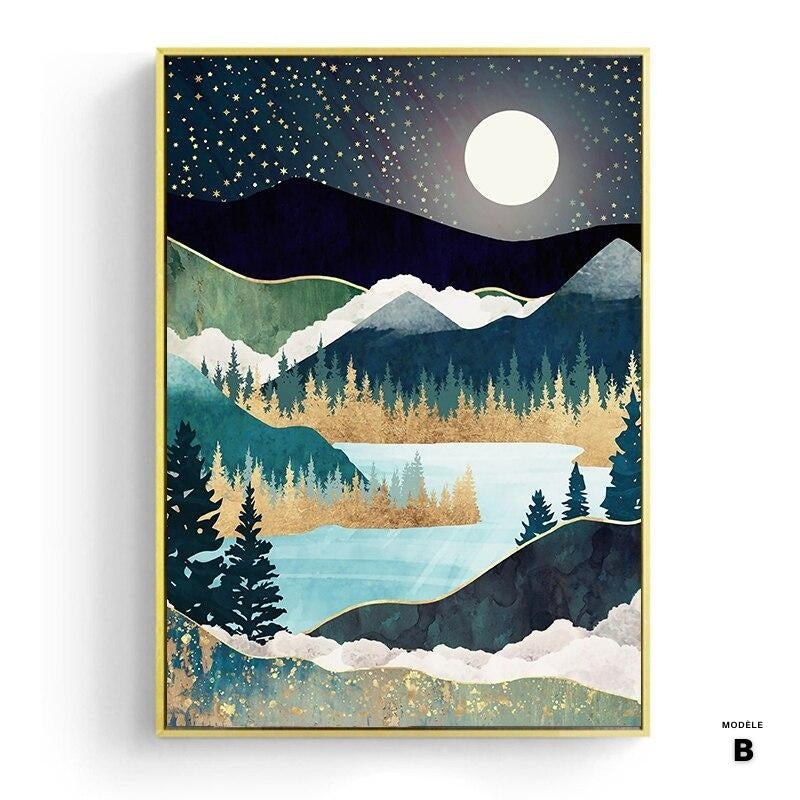 Japanese poster, abstract landscape - "Sun and Moon"