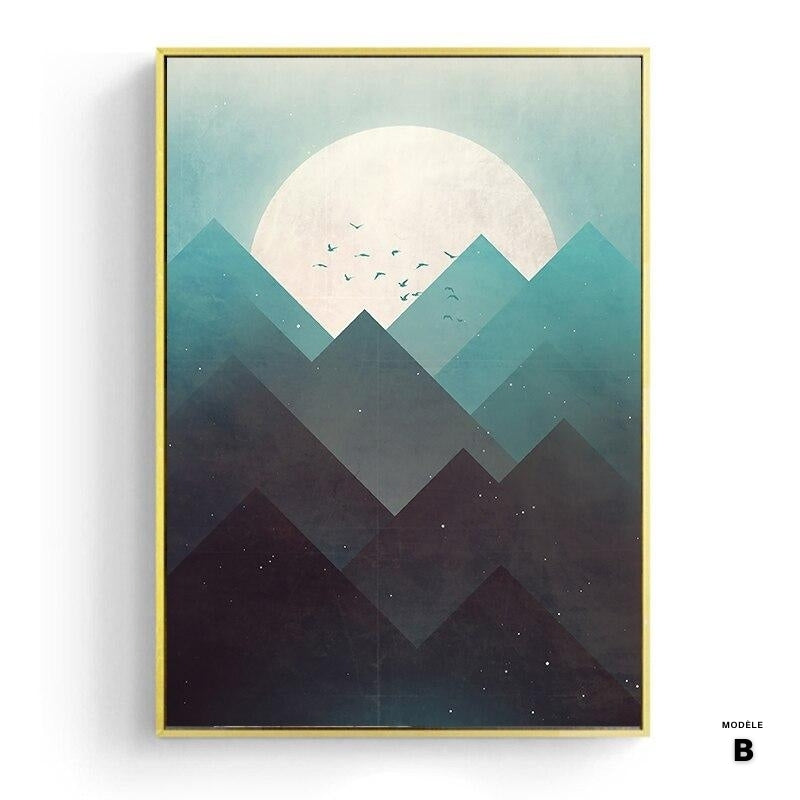Japanese poster - Abstract landscape, "Moon over the mountain"