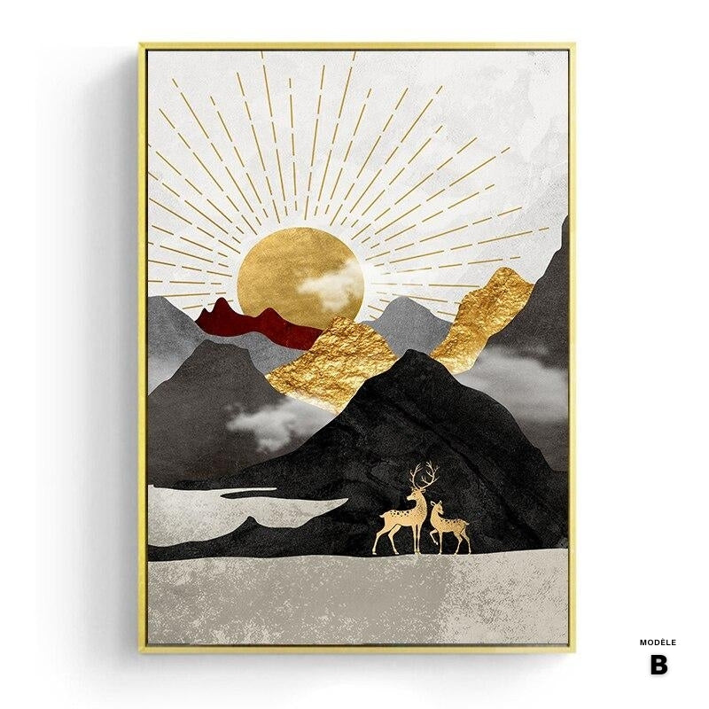NEW || Japanese Poster - Geometric Landscape, "Golden Sun"