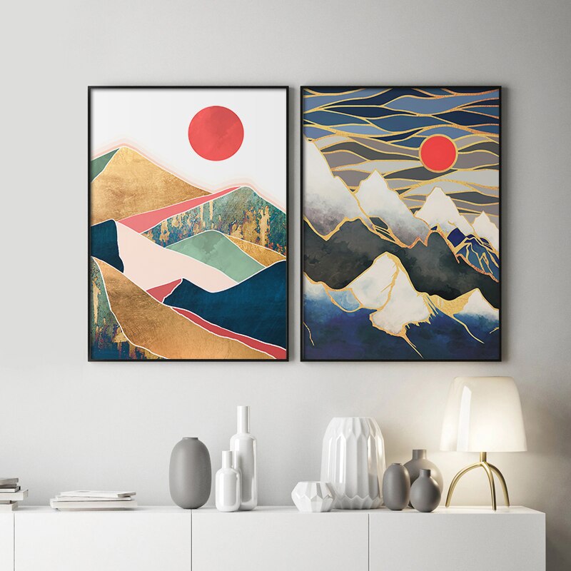 NEW || Japanese poster - Abstract landscape, "Golden Forest"