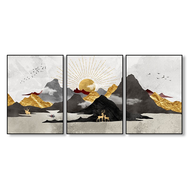 NEW || Japanese Poster - Geometric Landscape, "Golden Sun"