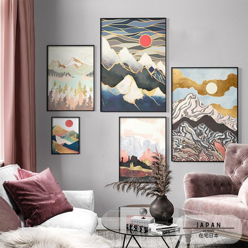 NEW || Japanese poster - Abstract landscape, "Golden Forest"