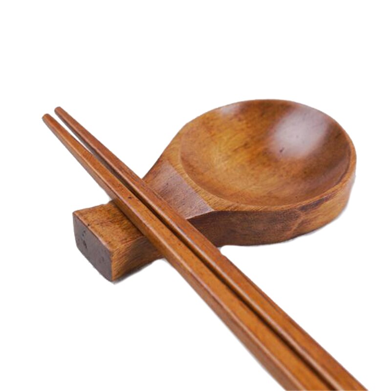 Wooden sauce dish and chopstick holder