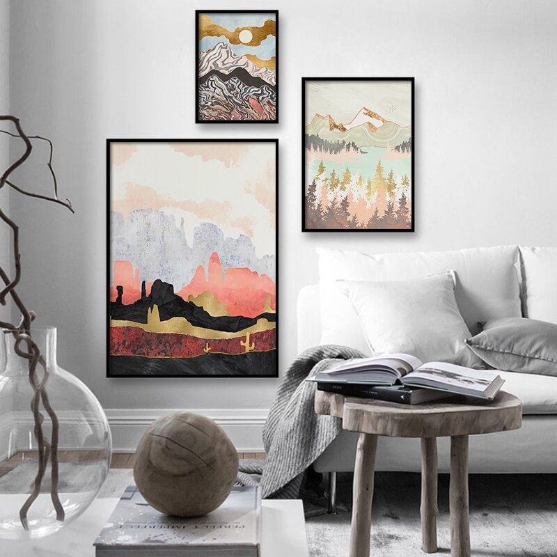 NEW || Japanese poster - Abstract landscape, "Golden Forest"