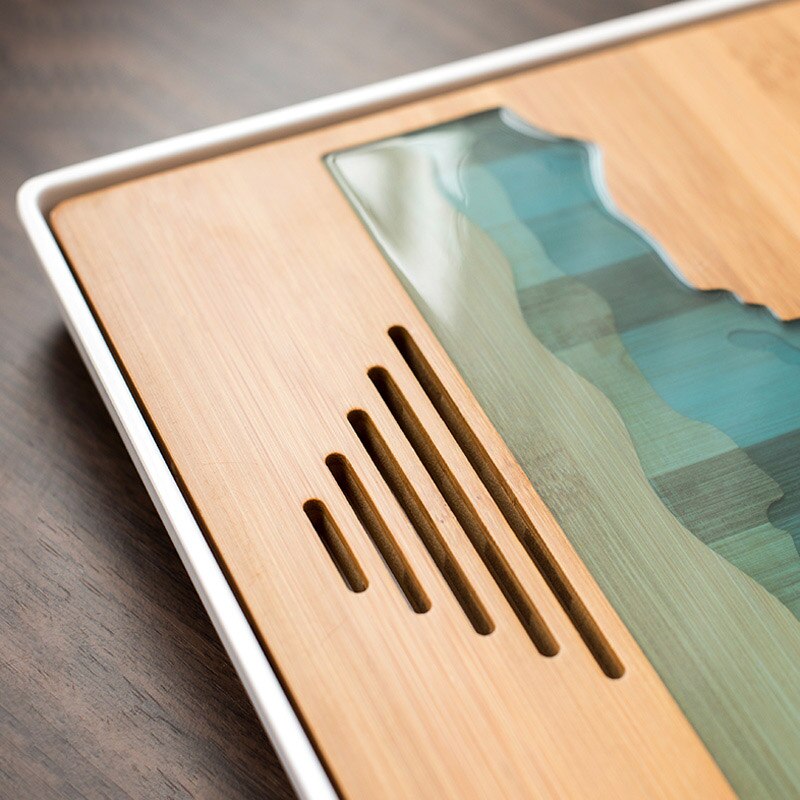 Natural bamboo "Mountain" tea tray