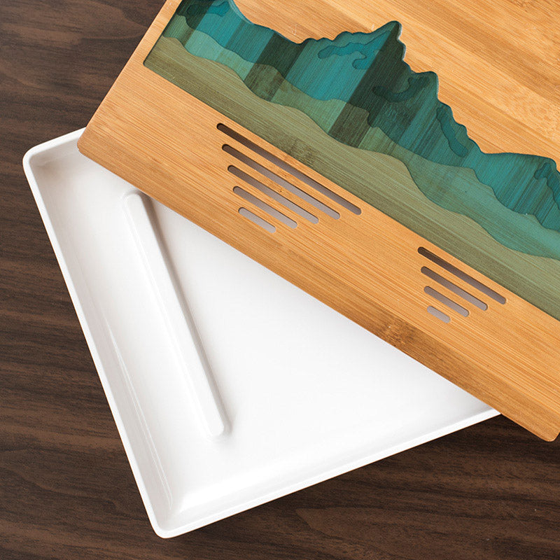 Natural bamboo "Mountain" tea tray