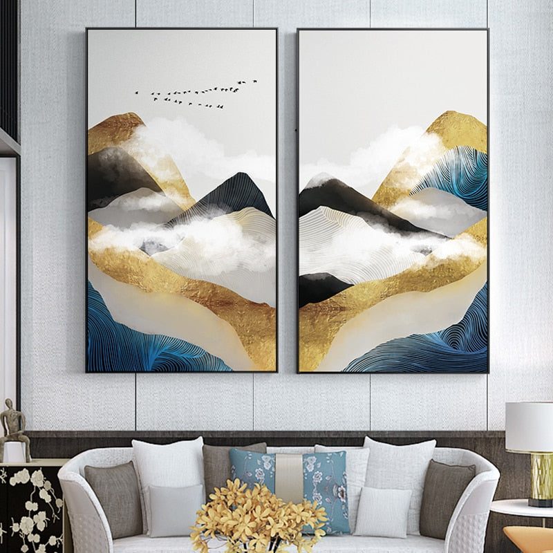 Japanese poster - Abstract landscape, "Golden Mountain"