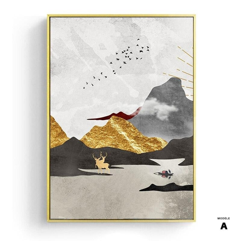 NEW || Japanese Poster - Geometric Landscape, "Golden Sun"
