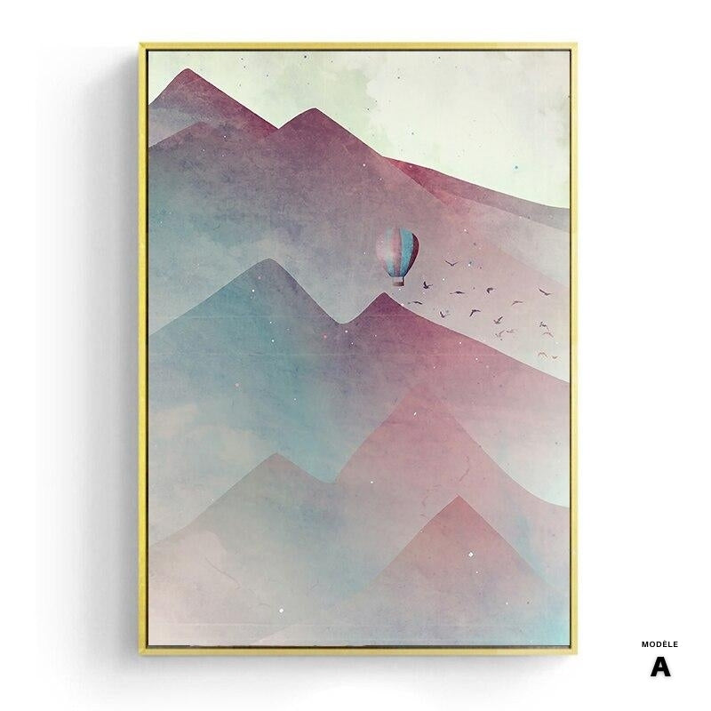 Japanese poster - Abstract landscape, "Moon over the mountain"