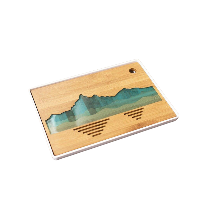 Natural bamboo "Mountain" tea tray