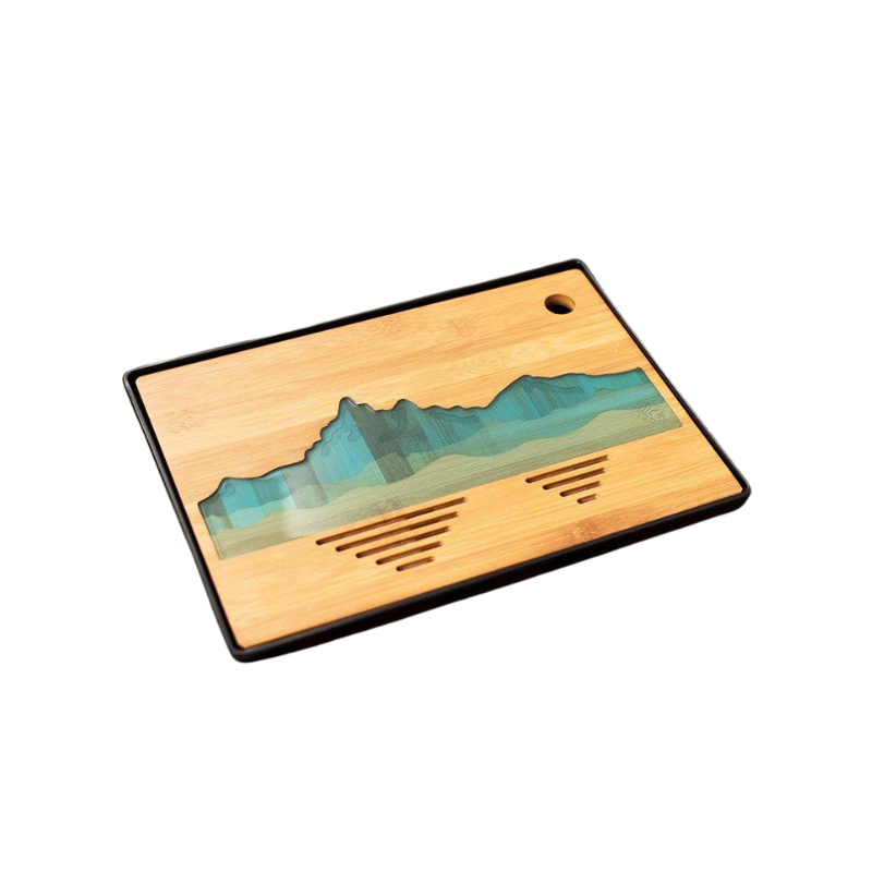 Natural bamboo "Mountain" tea tray