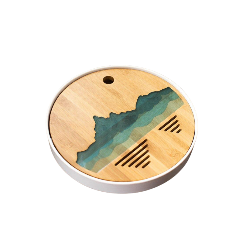 Natural bamboo "Mountain" tea tray