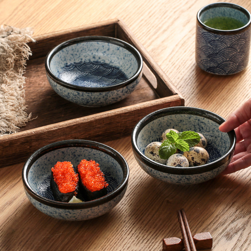 Traditional Japanese "Seigaiha" Rice Bowl