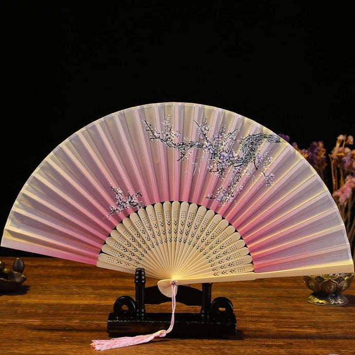 Japanese bamboo and satin fabric fans