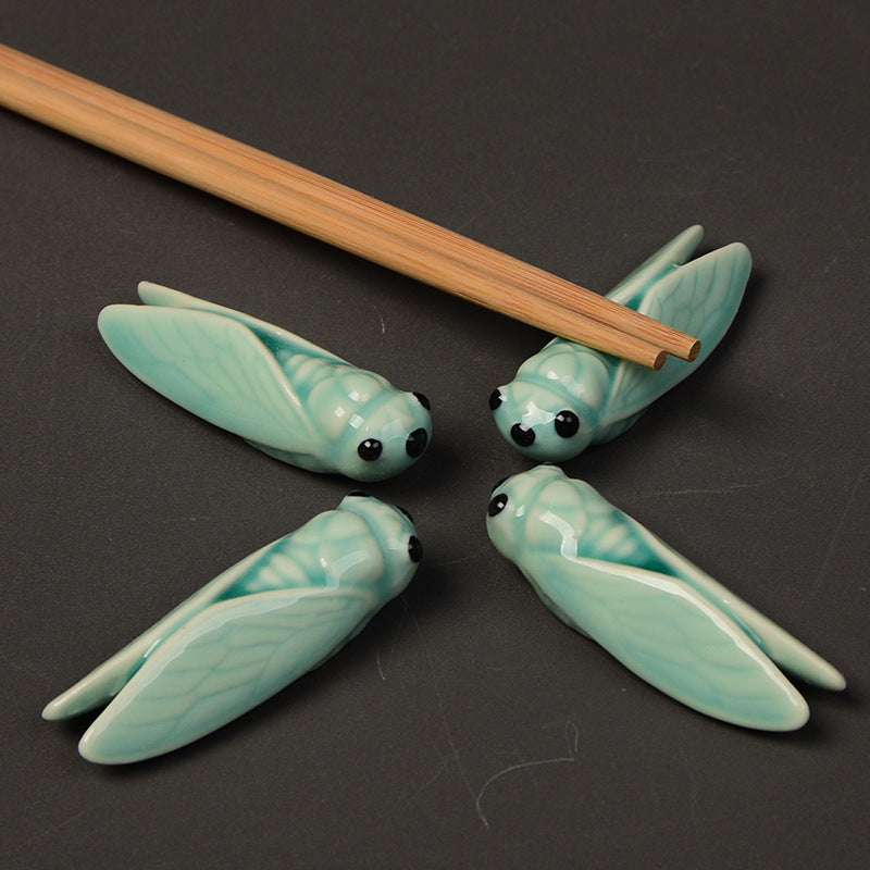 Ceramic crafts summer cicada chopstick rest