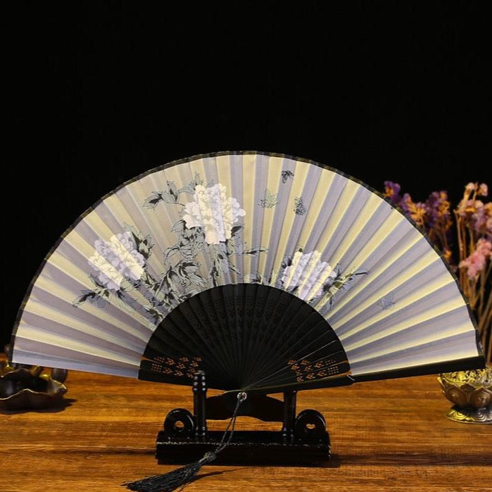 Japanese bamboo and satin fabric fans