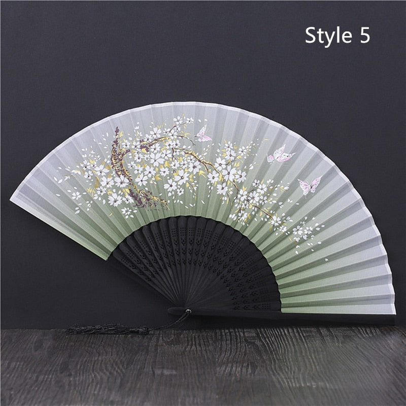Japanese bamboo and satin fan (14 colors) 