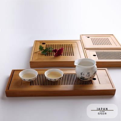 Traditional tea tray in natural bamboo