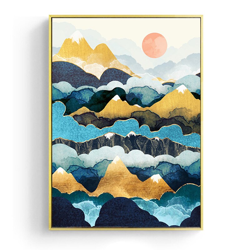 Japanese poster, abstract landscape - "Orange Sun"
