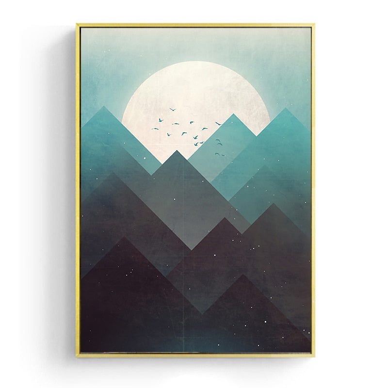 Japanese poster - Abstract landscape, "Moon on the mountain"