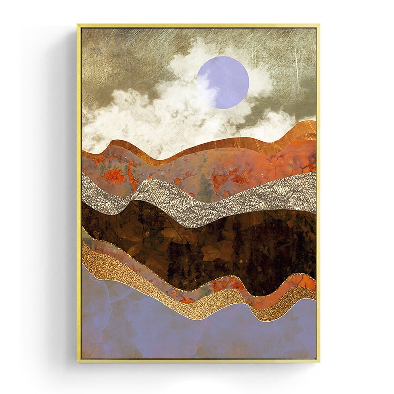 Japanese Poster, abstract landscape - "Forest of fire and gold"