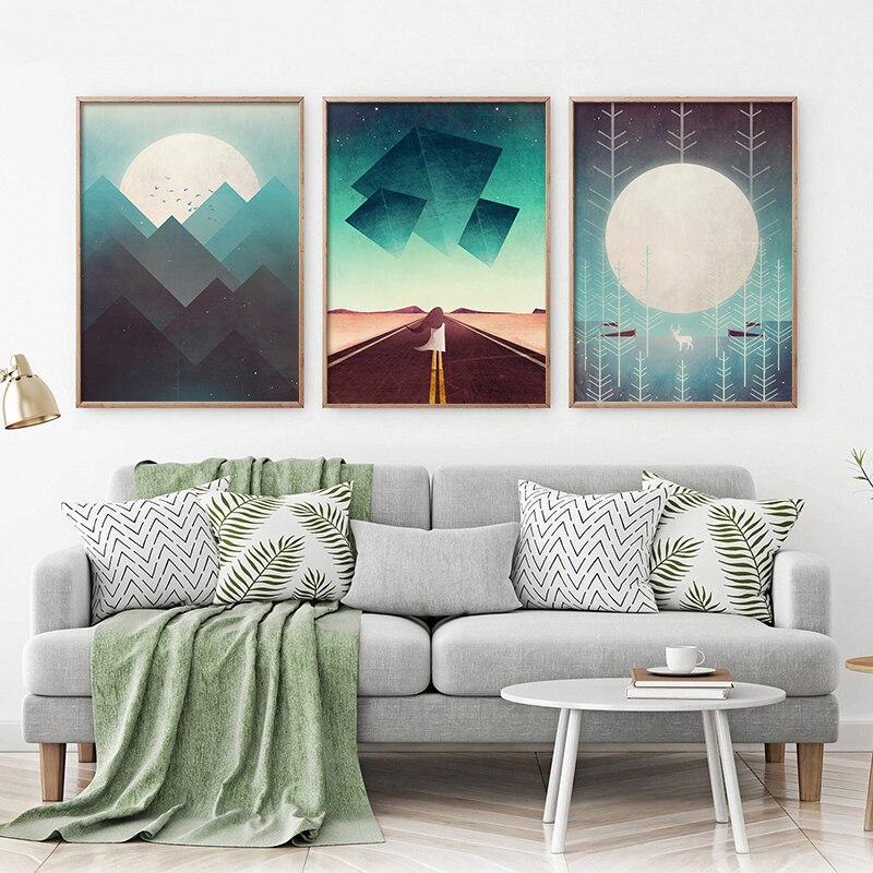 Japanese poster - Abstract landscape, "Moon on the mountain"