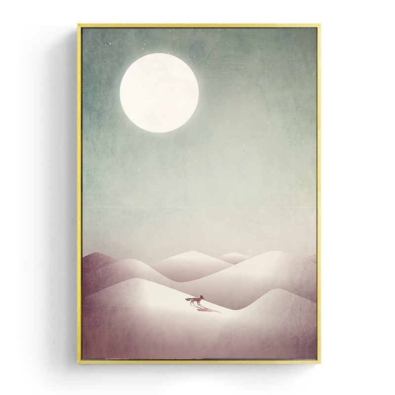 Japanese poster - Abstract landscape, "Moon on the mountain"