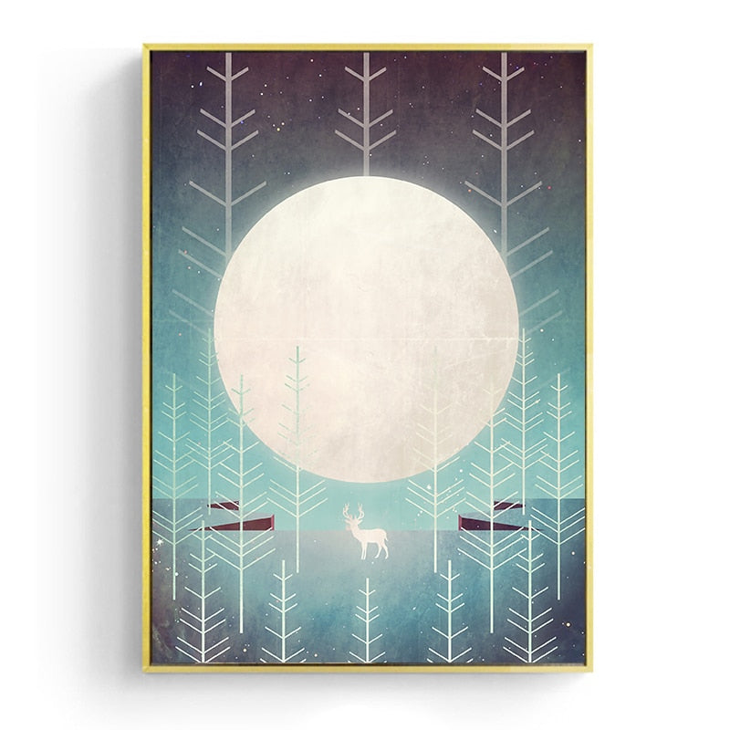 Japanese poster - Abstract landscape, "Moon on the mountain"