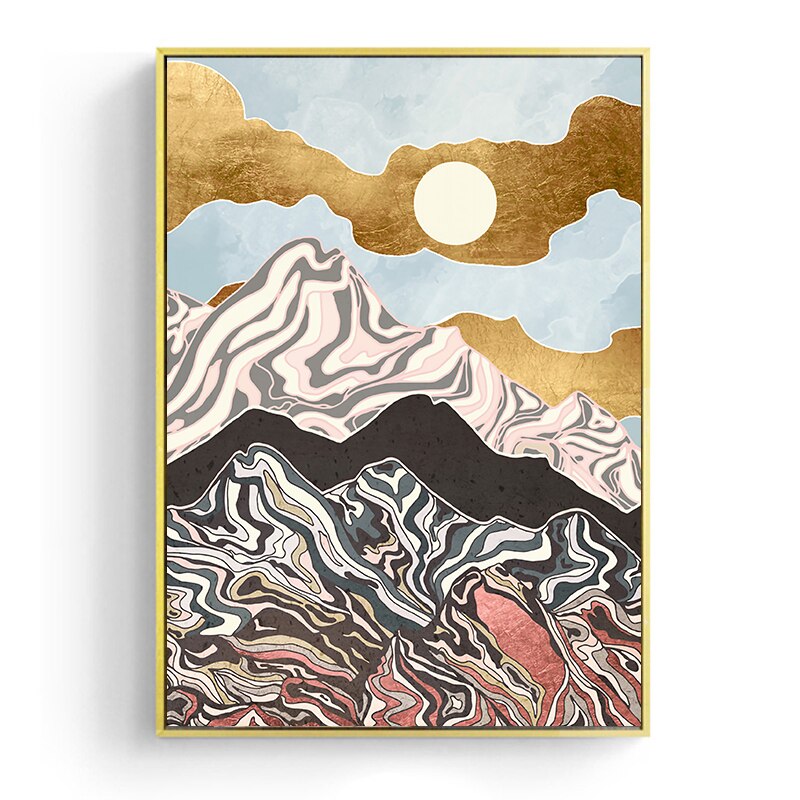 Japanese Poster - Abstract Landscape, "Golden Forest"