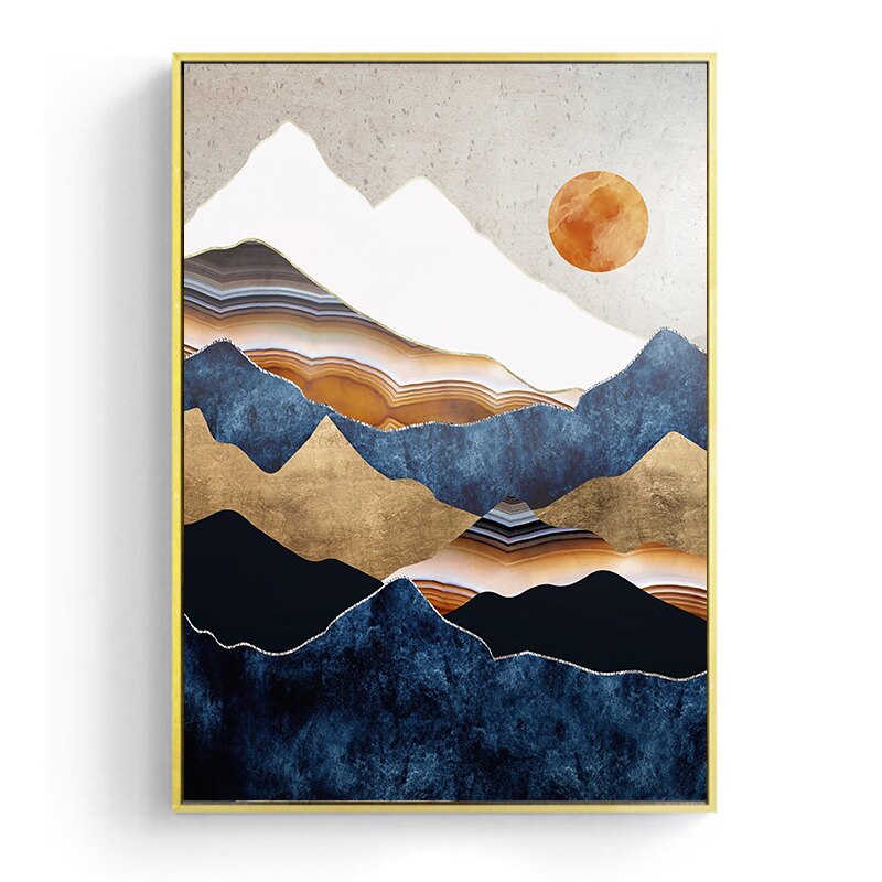 Japanese poster, abstract landscape - "Orange Sun"